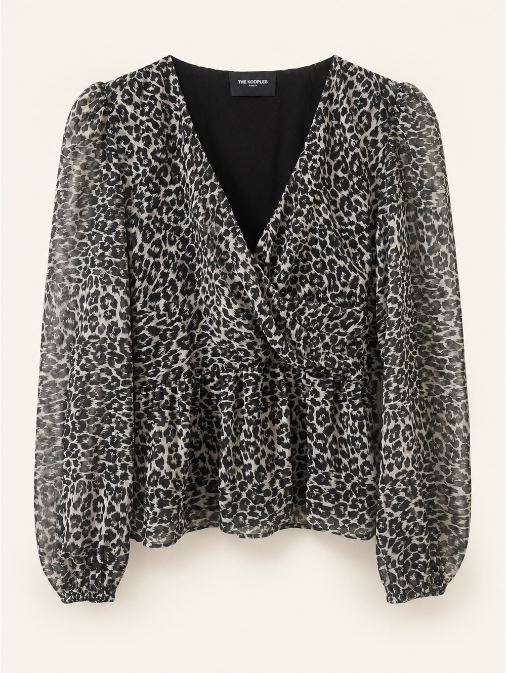 The Kooples Leopard Print Sheer Long Sleeve Blouse